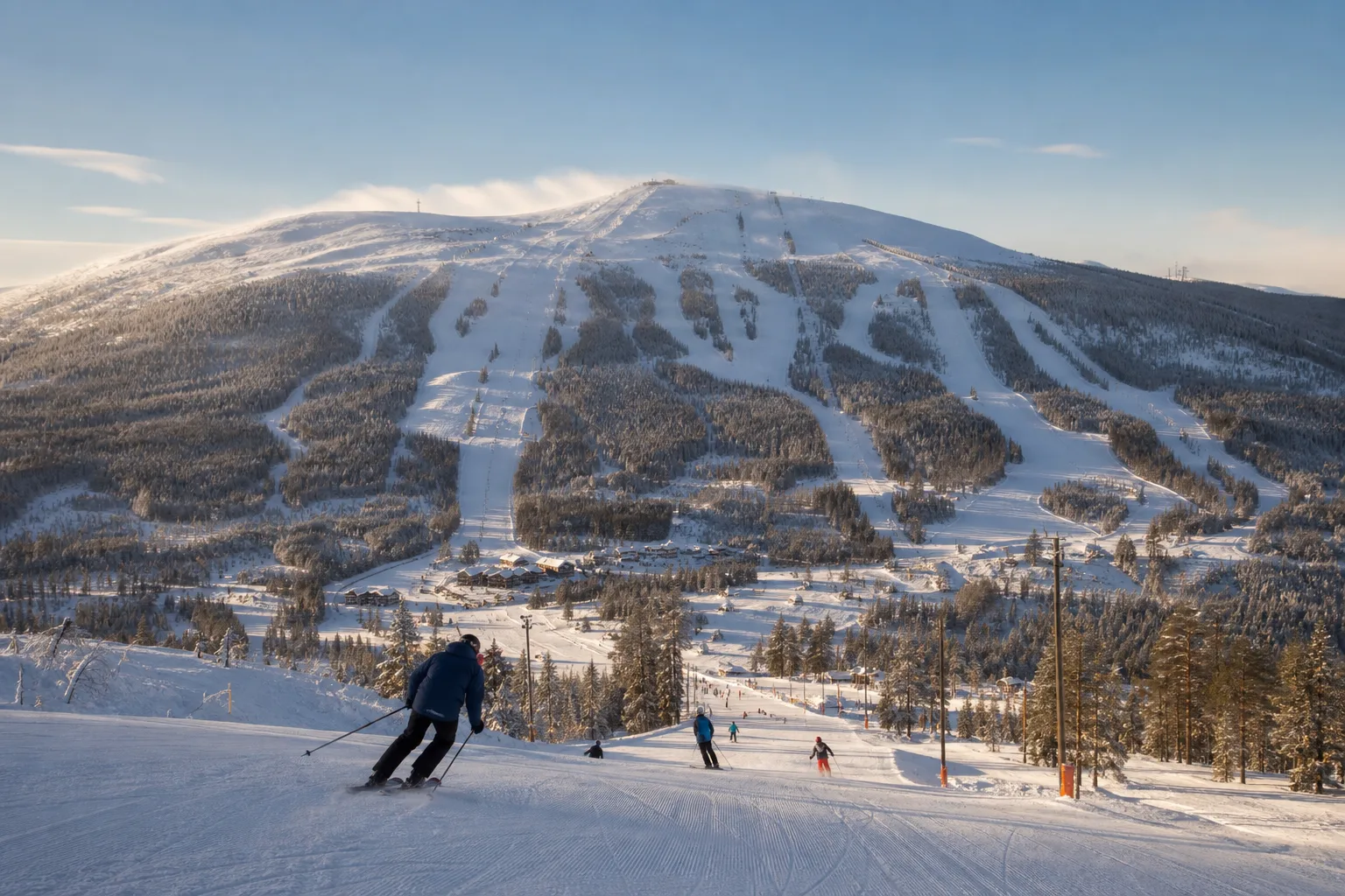 Familjer åker skidor i olika svårighetsgrader på Kläppenbergets pister